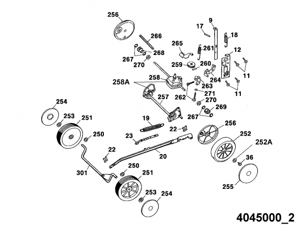 Ersatzteile WOLF-Garten Akku Rasenmäher mit Antrieb Premio 40 ACA Typ: 4045000 Serie A  (2001) Höhenverstellung, Räder 