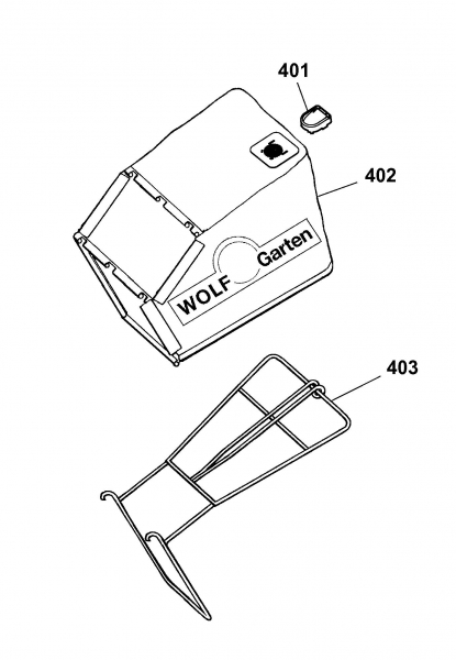 Ersatzteile WOLF-Garten Benzin Rasenmäher mit Antrieb Power Edition 53 QRA Typ: 4237000 Serie B  (2009) Grasfangsack 