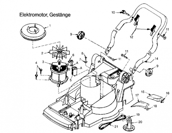 GARDENA Ersatzteile Hattrick HE 36 4000 Motor, Gestänge