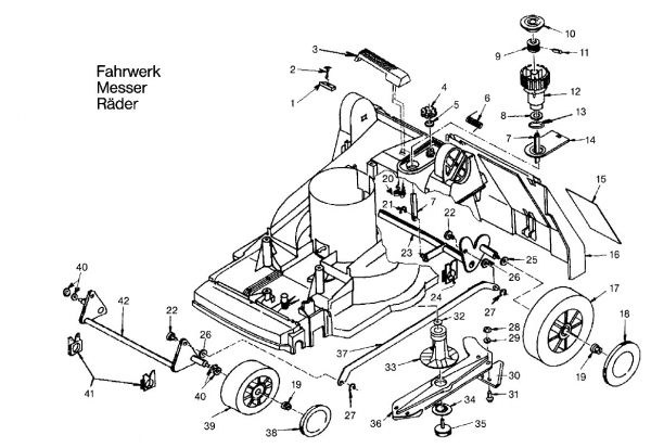 GARDENA Ersatzteile Hattrick HE 40 4001 Fahrwerk, Messer, Räder