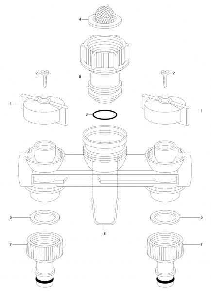 Ersatzteile GARDENA 2-Wege-Verteiler 1210