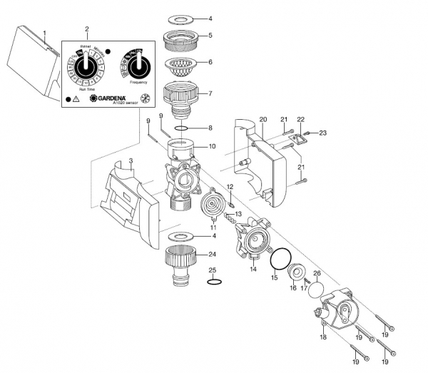 Ersatzteile GARDENA Bewässerungsautomat A 1020 Sensor 1835