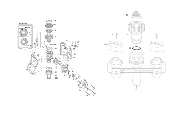 Ersatzteile GARDENA Bewässerungsuhr T 1030 Duo plus 1870