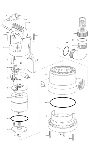 Ersatzteile GARDENA Tauchpumpe 6000 S 1777