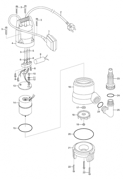 Ersatzteile GARDENA Schmutzwasserpumpe 7500 S/SP 1455