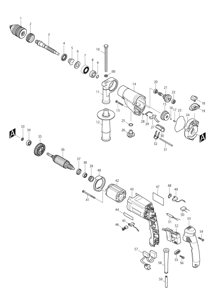 Makita Ersatzteile Schlagbohrmaschine HP2051F