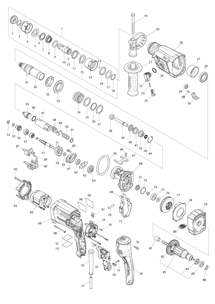 Makita Ersatzteile Kombihammer HR2653T
