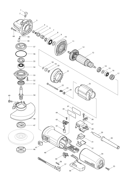 Makita Ersatzteile Winkelschleifer 9565CR