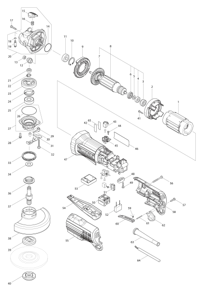Makita Ersatzteile Winkelschleifer GA5050R