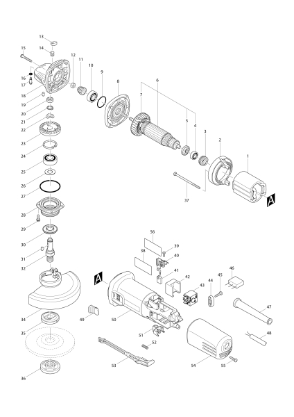 Makita Ersatzteile Winkelschleifer 9558HNR
