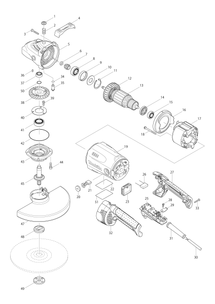 Makita Ersatzteile Winkelschleifer GA9020R