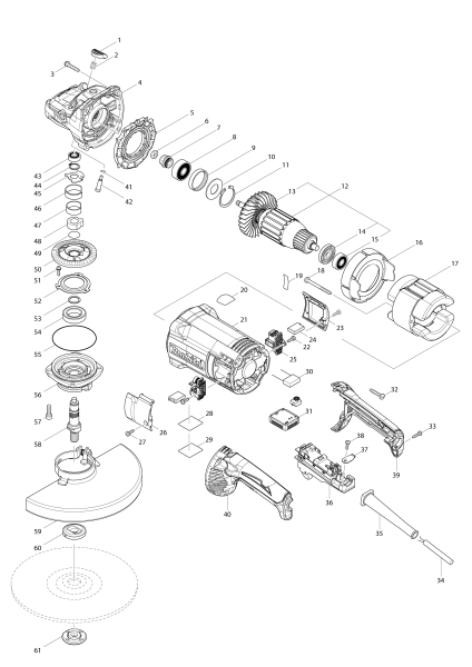 Makita Ersatzteile Winkelschleifer GA9061R