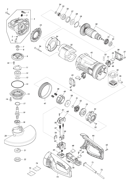 Makita Ersatzteile Winkelschleifer GA9071