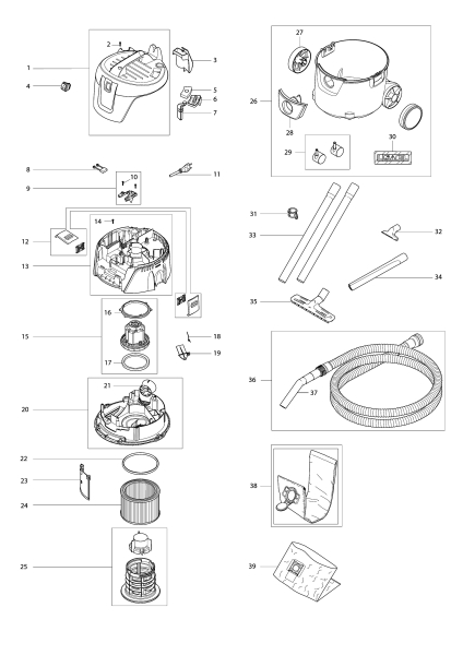 Makita Ersatzteile Staubsauger VC2000L