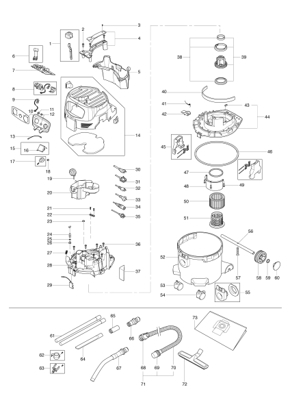 Makita Ersatzteile Staubsauger VC3012M