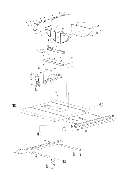 Makita Ersatzteile Tischkreissäge inkl. Untergestell MLT100N