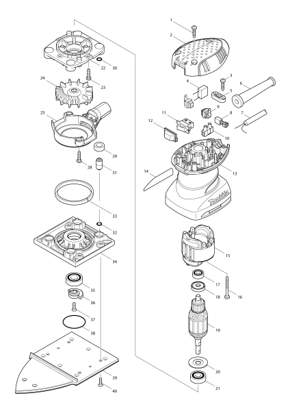 Makita Ersatzteile Faust-Schwingschleifer BO4565