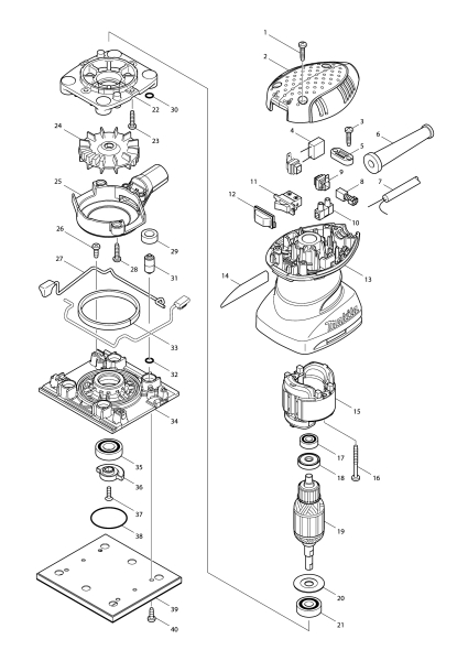 Makita Ersatzteile Faust-Schwingschleifer BO4558