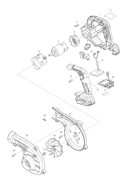 Makita Ersatzteile Akku-Gebläse UB002G