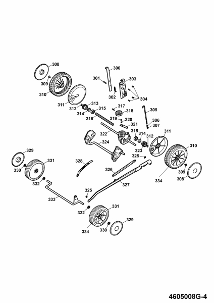Ersatzteile WOLF-Garten Benzin Rasenmäher mit Antrieb 2.46 HBM Typ: 4605008 Serie G  (2009) Achsen, Räder 