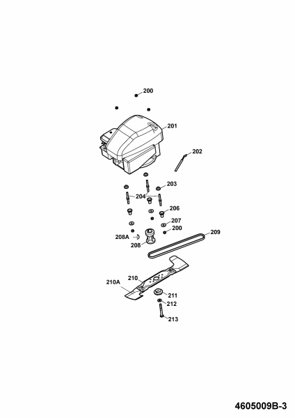 Ersatzteile WOLF-Garten Benzin Rasenmäher mit Antrieb HB Campus 46 BA Typ: 4605009 Serie B  (2009) Messer, Messeraufnahme, Motor 
