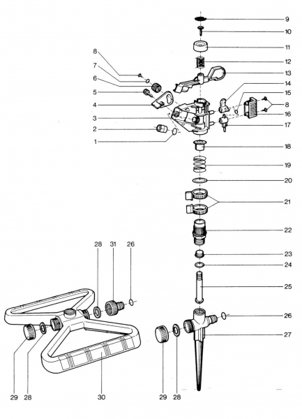 Ersatzteile GARDENA Kreis- und Sektorregner 802/803/807/808/812/817/827