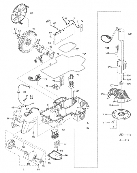 GARDENA Ersatzteile Unterteile Mähroboter R50Li 4077-20Baujahr 2012-2017Seriennummer 12000000 bis 174499999