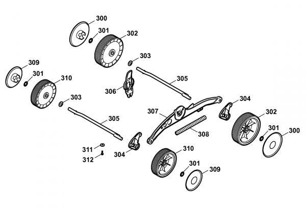 Ersatzteile WOLF-Garten Elektro Rasenmäher ohne Antrieb 2.32 E-1 Typ: 4905000 Serie E  (2008) Höhenverstellung, Räder 