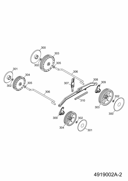 Ersatzteile WOLF-Garten Akku Rasenmäher ohne Antrieb Li-Ion Power 34 Typ: 4919002 Serie A  (2009) Höhenverstellung, Räder 