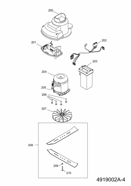 Ersatzteile WOLF-Garten Akku Rasenmäher ohne Antrieb Li-Ion Power 34 Typ: 4919002 Serie A  (2009) Messer, Messeraufnahme, Motor 