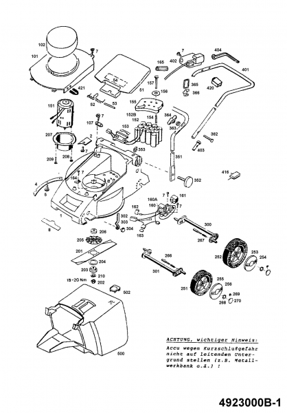 Ersatzteile WOLF-Garten Akku Rasenmäher ohne Antrieb 2.32 Accu.42 E Typ: 4923000 Serie B  (1995) Grundgerät 
