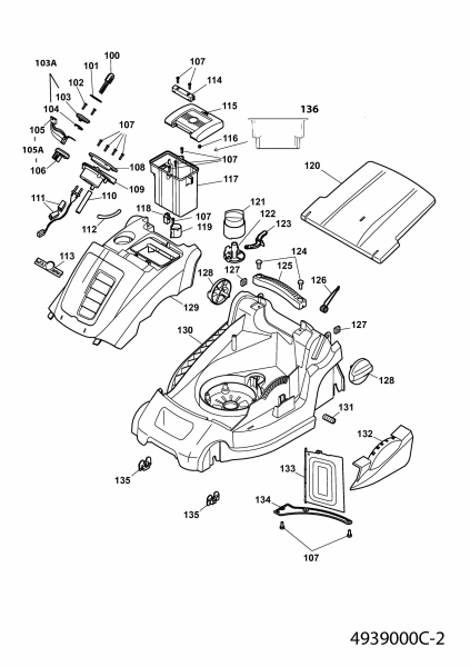 Ersatzteile WOLF-Garten Hybrid Rasenmäher Hybrid Power 37 Typ: 4939000 Serie C  (2009) Mähwerksgehäuse 