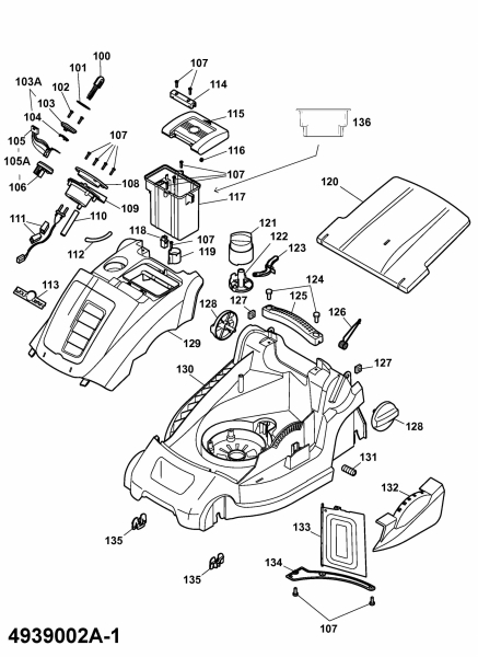 Ersatzteile WOLF-Garten Hybrid Rasenmäher Hybrid Power 37 Typ: 4939002 Serie A  (2009) Mähwerksgehäuse 