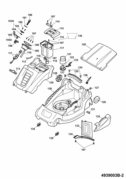 Ersatzteile WOLF-Garten Hybrid Rasenmäher Hybrid Power 37 Typ: 4939003 Serie B  (2008) Mähwerksgehäuse 
