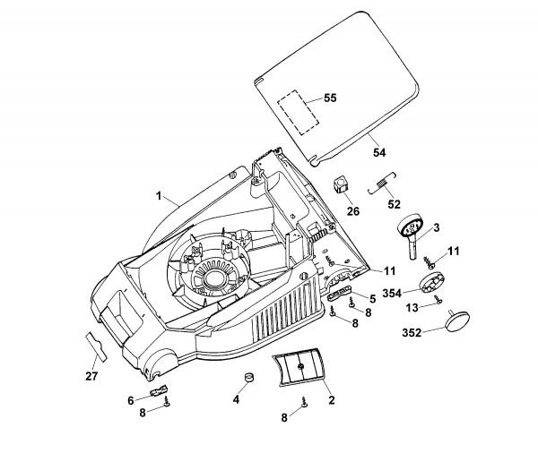 Ersatzteile WOLF-Garten Elektro Rasenmäher mit Antrieb 6.40 EA Typ: 4955000 Serie A  (1999) Mähwerksgehäuse 