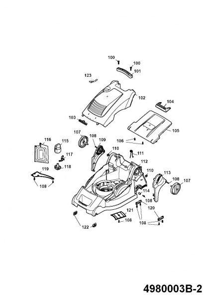 Ersatzteile WOLF-Garten Elektro Rasenmäher ohne Antrieb Power Edition 40 E-1 Typ: 4980003 Serie B (2009) Mähwerksgehäuse