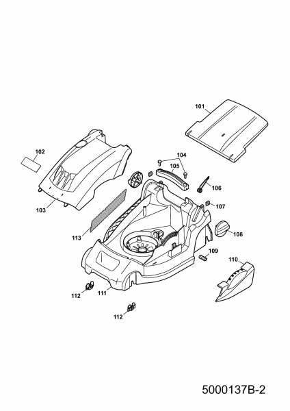 Ersatzteile WOLF-Garten Elektro Rasenmäher ohne Antrieb 537 Typ: 5000137 Serie B  (2011) Mähwerksgehäuse 