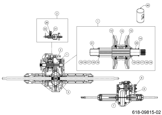 Cub Cadet Ersatzteile Rasentraktoren LT1 NS96 13AB77DF603 (2022) Getriebe 618-09815