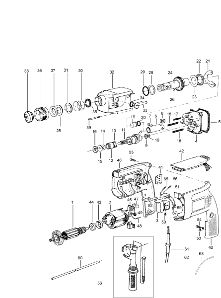 DEWALT Ersatzteile DREHHAMMER DW523K Typ: 1 XJ