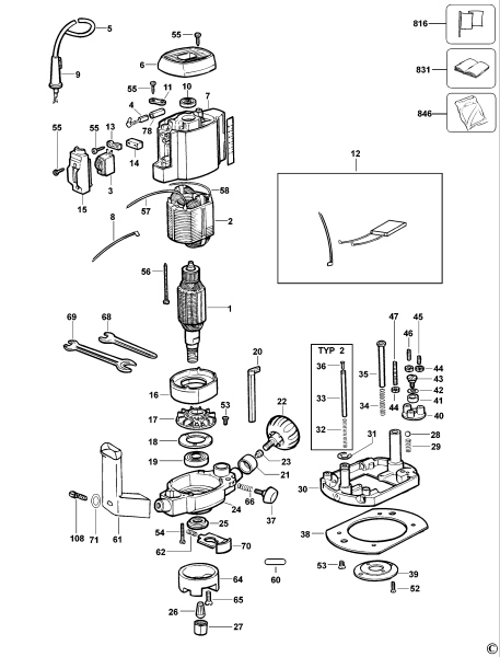 DEWALT Ersatzteile FRÄSMASCHINE D614-04 Typ: 1 XJ