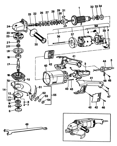 DEWALT Ersatzteile WINKELSCHLEIFER DW432K Typ: 1 XJ