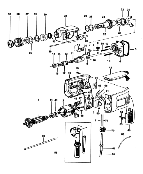 DEWALT Ersatzteile DREHHAMMER DW523K35 Typ: 1 XJ