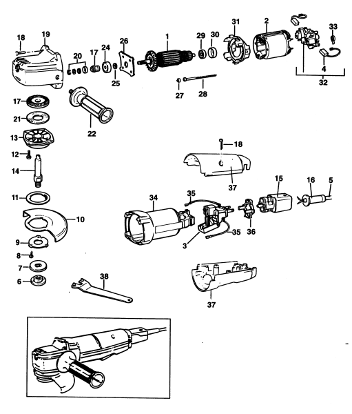 DEWALT Ersatzteile WINKELSCHLEIFER DW405 Typ: 1 XJ