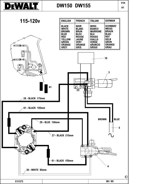 DEWALT Ersatzteile BOHRER DW150 Typ: 1 DE