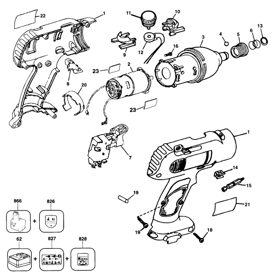 DEWALT Ersatzteile AKKU-BOHRMASCHINE DW977 Typ: 1 DE