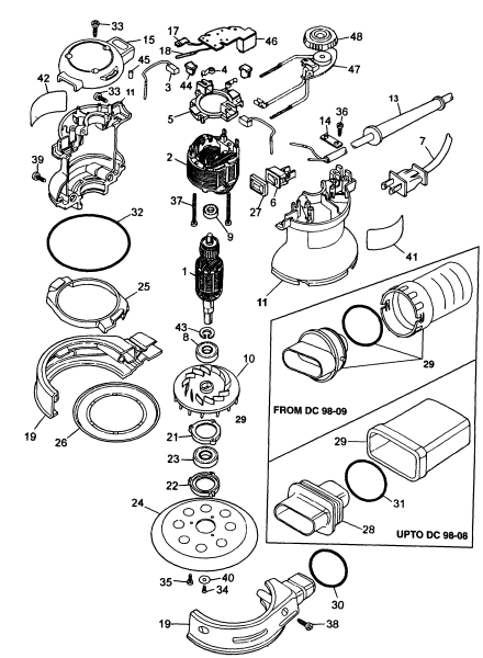 DEWALT Ersatzteile SCHLEIFER DW423 Typ: 1-2 QS