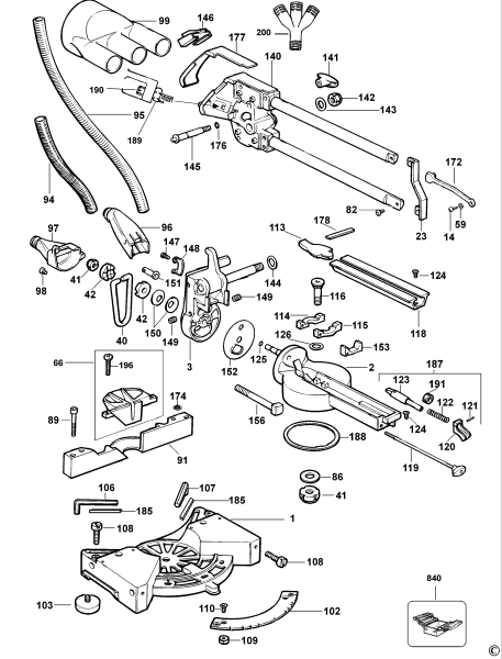 DEWALT Ersatzteile GEHRUNGSSÄGE DW707E Typ: 1 XJ