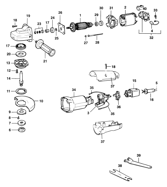 DEWALT Ersatzteile WINKELSCHLEIFER DW816 Typ: 1 DE