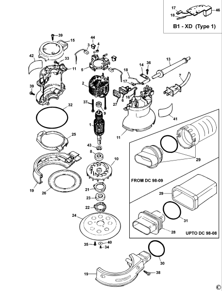 DEWALT Ersatzteile EKZENTERSCHLEIFER DW421 Typ: 1-2 QS
