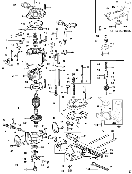 DEWALT Ersatzteile HOHLFRÄSER DW625E Typ: 4 QS